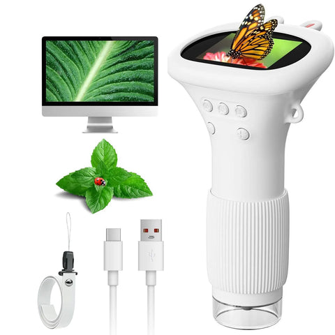 MicroBuddy Kids - Mini Microscope for Kids – 2" Screen with 1000x Zoom, Educational Gift